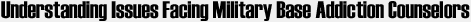 Understanding Issues Facing Military Base Addiction Counselors